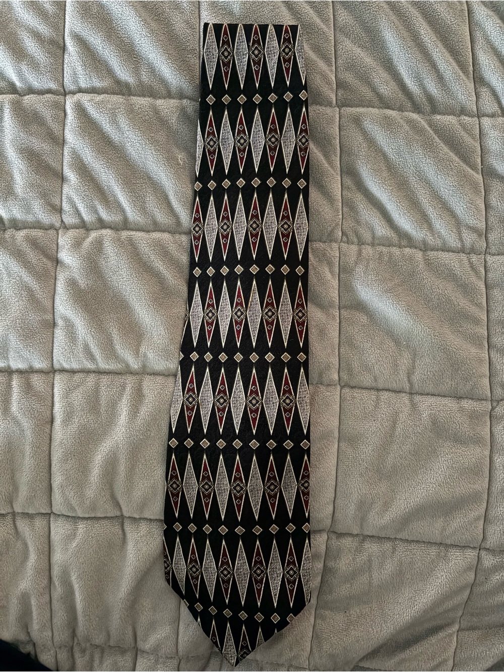 Vtg Pierre Cardin Men's Necktie Tie Silk Black Red Gray Geometric Wide 55”